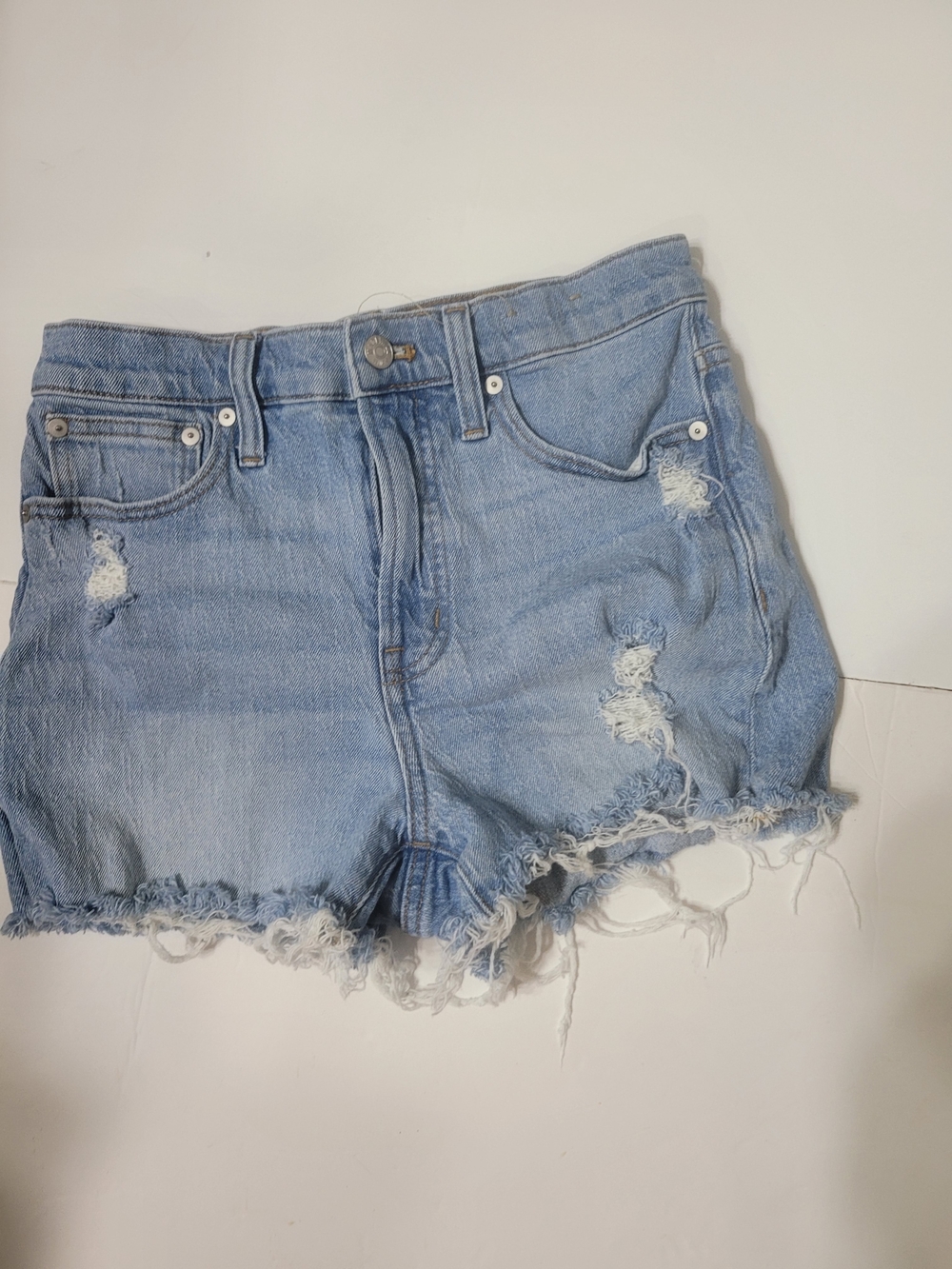 Madewell Light Wash Distressed Denim Cutoff Shorts